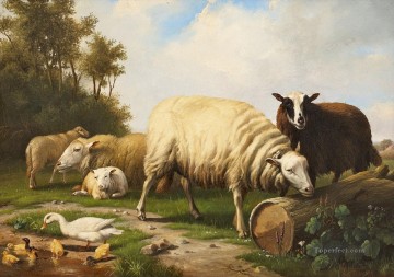 Eugene Verboeckhoven Schafe und Enten ovejas Pinturas al óleo